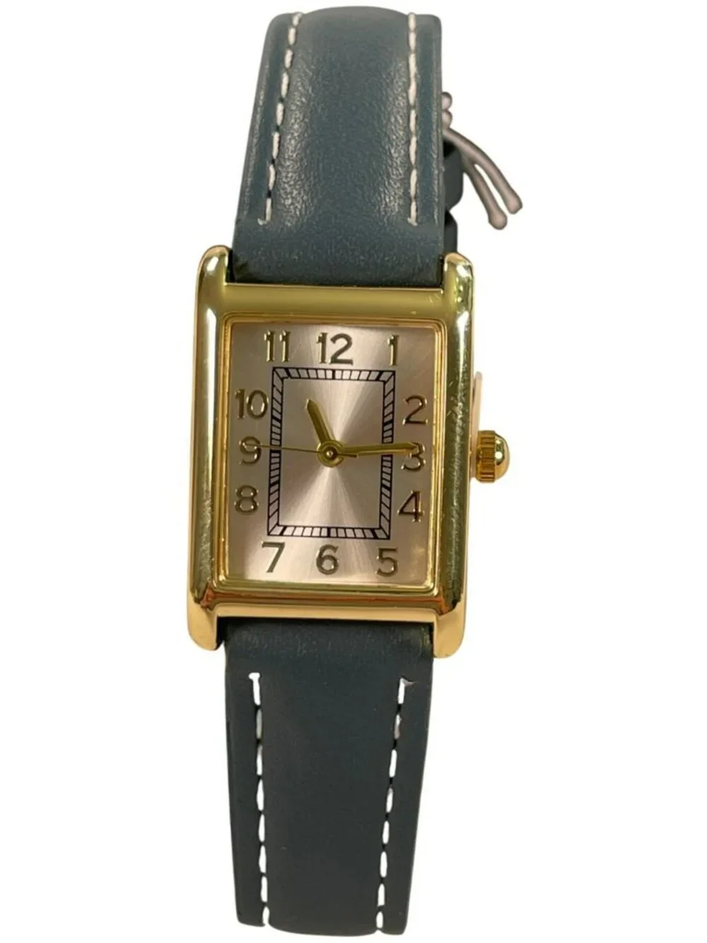 Time And Tru Gold-Tone Square Watch Blue Synthetic Strap Women's O/S BOXED NEW